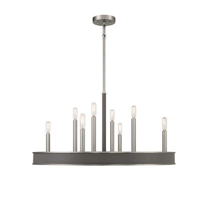 8 Light Chandelier, Antique Nickel