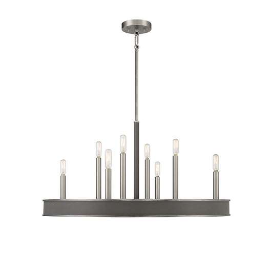 8 Light Chandelier, Antique Nickel