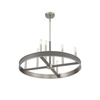 8 Light Chandelier, Antique Nickel