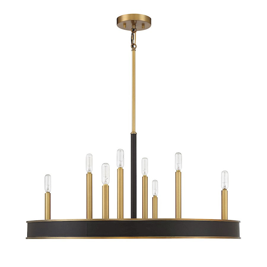 8 Light Chandelier, Warm Brass