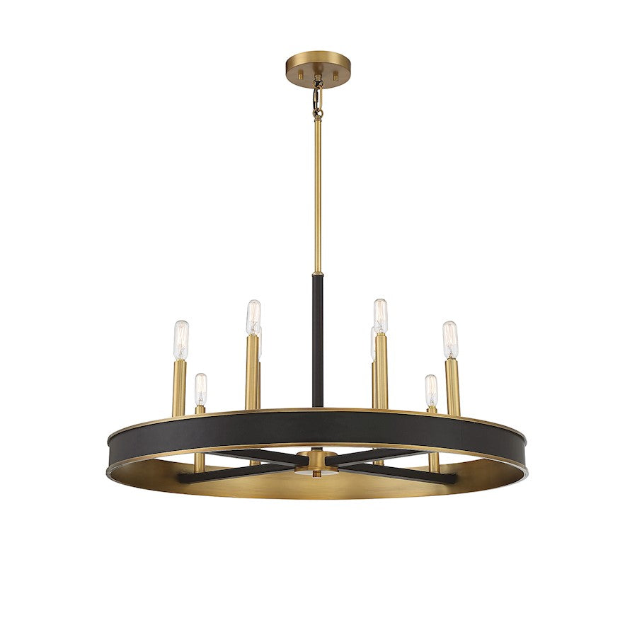 8 Light Chandelier, Warm Brass