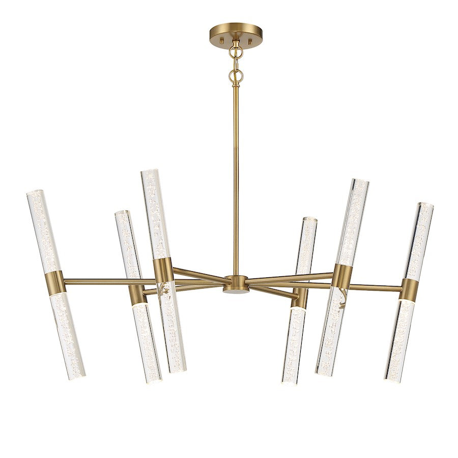 12 Light LED Chandelier, Warm Brass