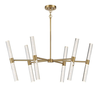 12 Light LED Chandelier, Warm Brass