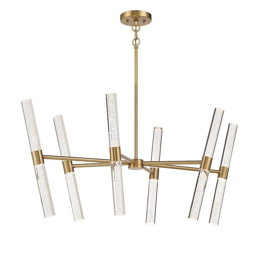 12 Light LED Chandelier, Warm Brass