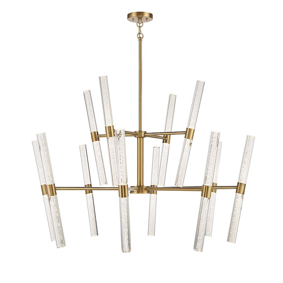 12 Light LED Chandelier, Warm Brass