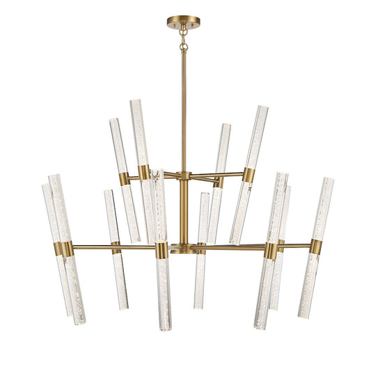 12 Light LED Chandelier, Warm Brass