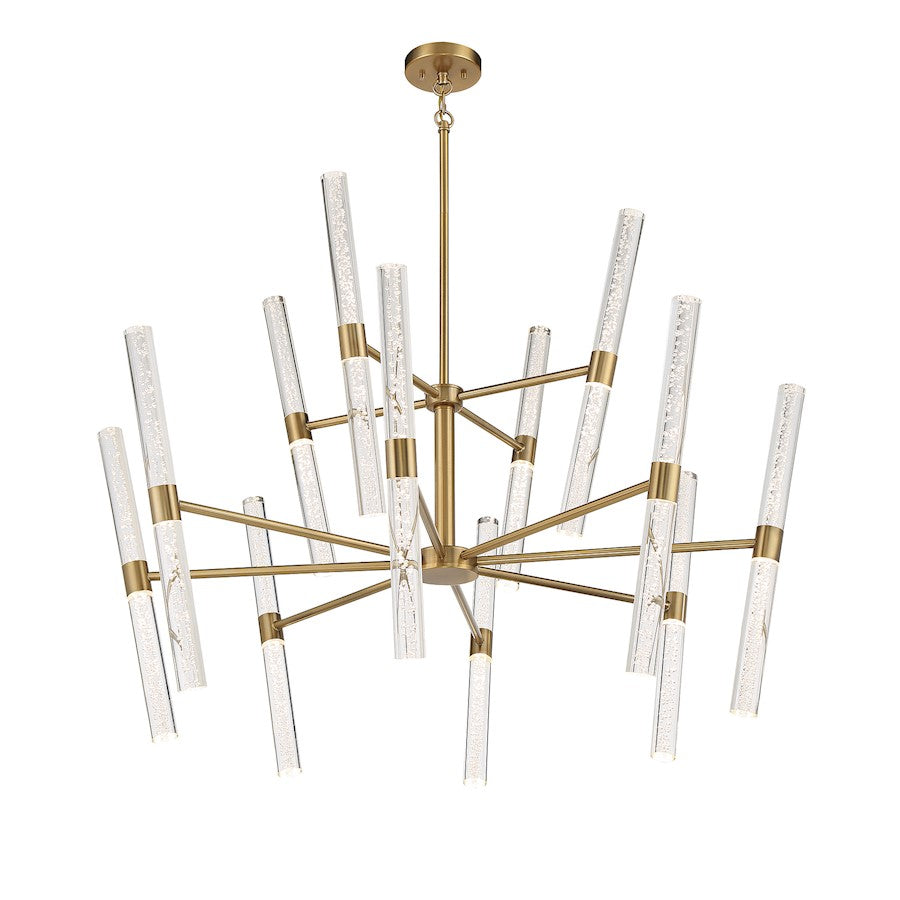 12 Light LED Chandelier, Warm Brass