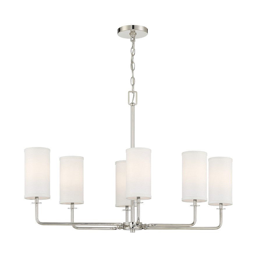 Savoy House Powell 6-Light Linear Chandelier, Polished Nickel - 1-1756-6-109