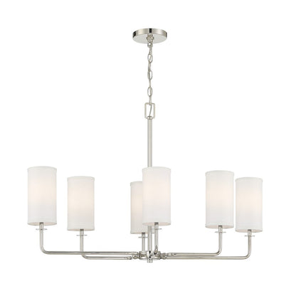 6 Light Linear Chandelier, Matte Black