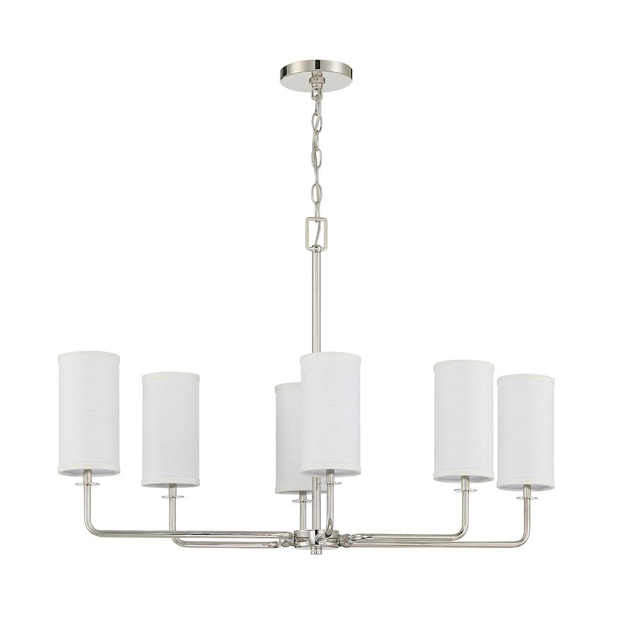 6 Light Linear Chandelier, Polished Nickel