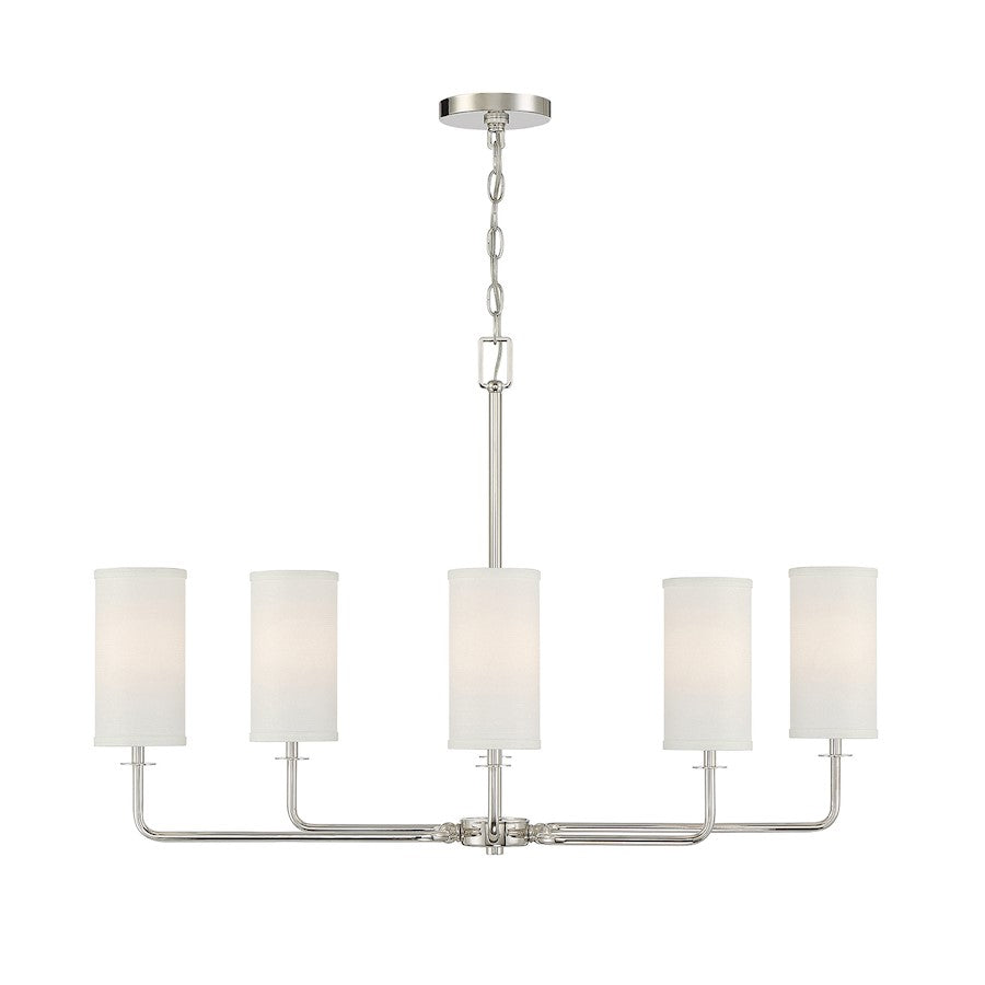 6 Light Linear Chandelier, Polished Nickel