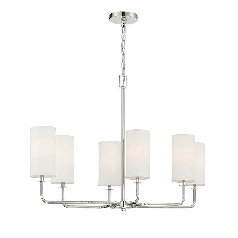 6 Light Linear Chandelier, Polished Nickel