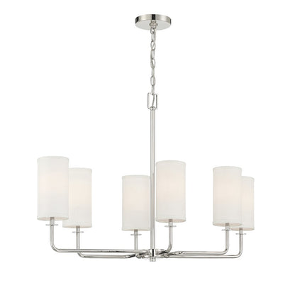 6 Light Linear Chandelier, Polished Nickel