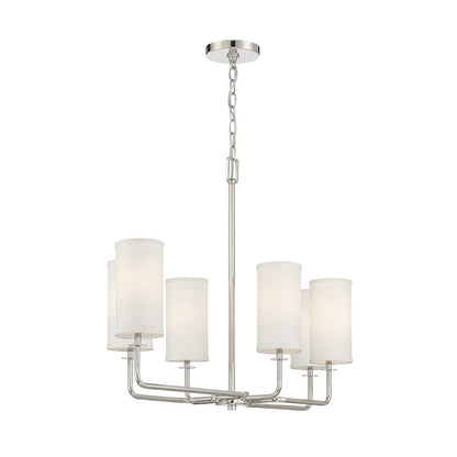 6 Light Linear Chandelier, Polished Nickel