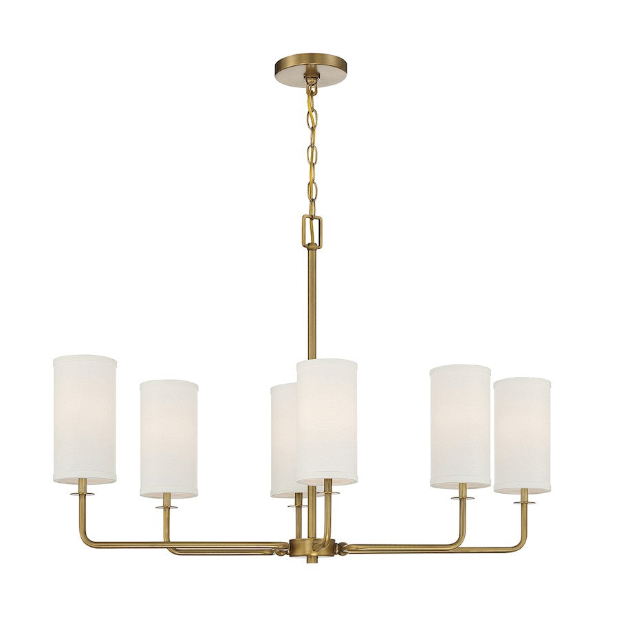 Savoy House Powell 6-Light Linear Chandelier, Warm Brass - 1-1756-6-322