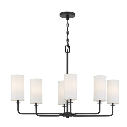6 Light Linear Chandelier, Matte Black