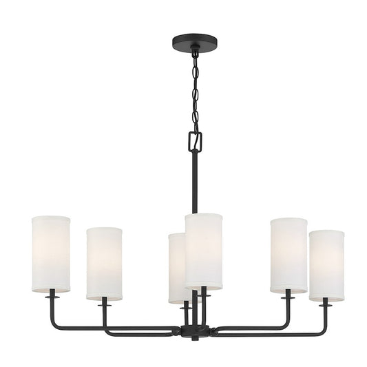 6 Light Linear Chandelier, Matte Black