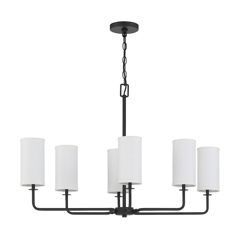 6 Light Linear Chandelier, Matte Black