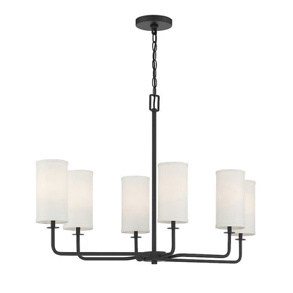 6 Light Linear Chandelier, Matte Black