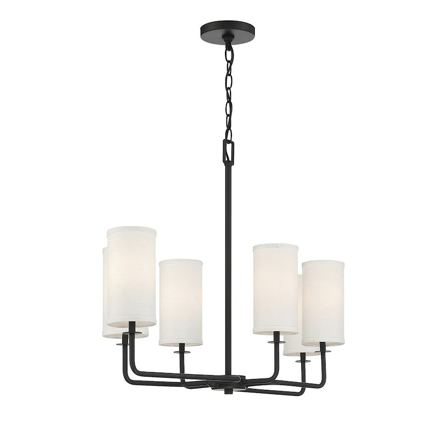 6 Light Linear Chandelier, Matte Black