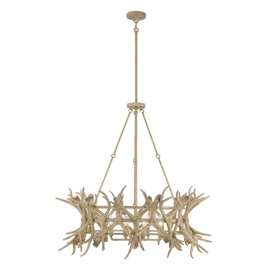 8 Light Chandelier, Natural Antler