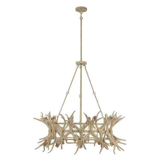 8 Light Chandelier, Natural Antler