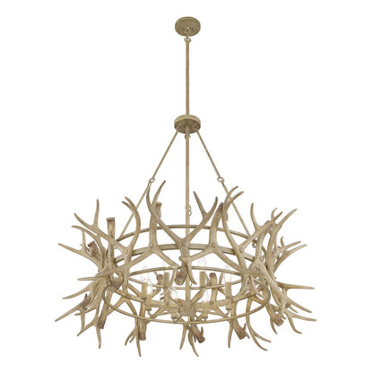 8 Light Chandelier, Natural Antler