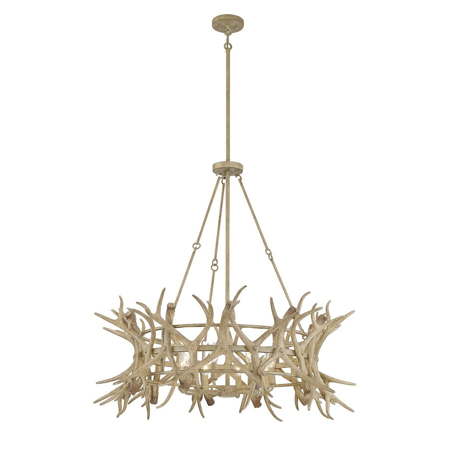 8 Light Chandelier, Natural Antler