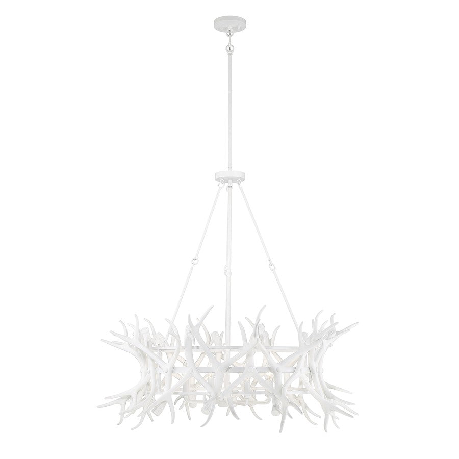8 Light Chandelier, Matte White