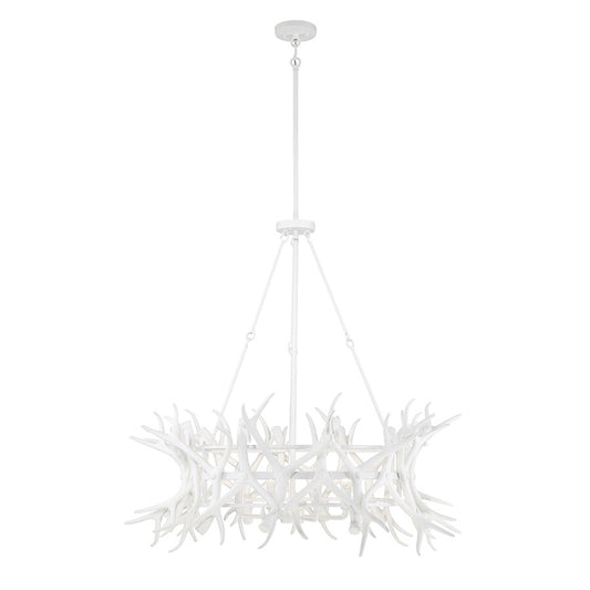 8 Light Chandelier, Matte White