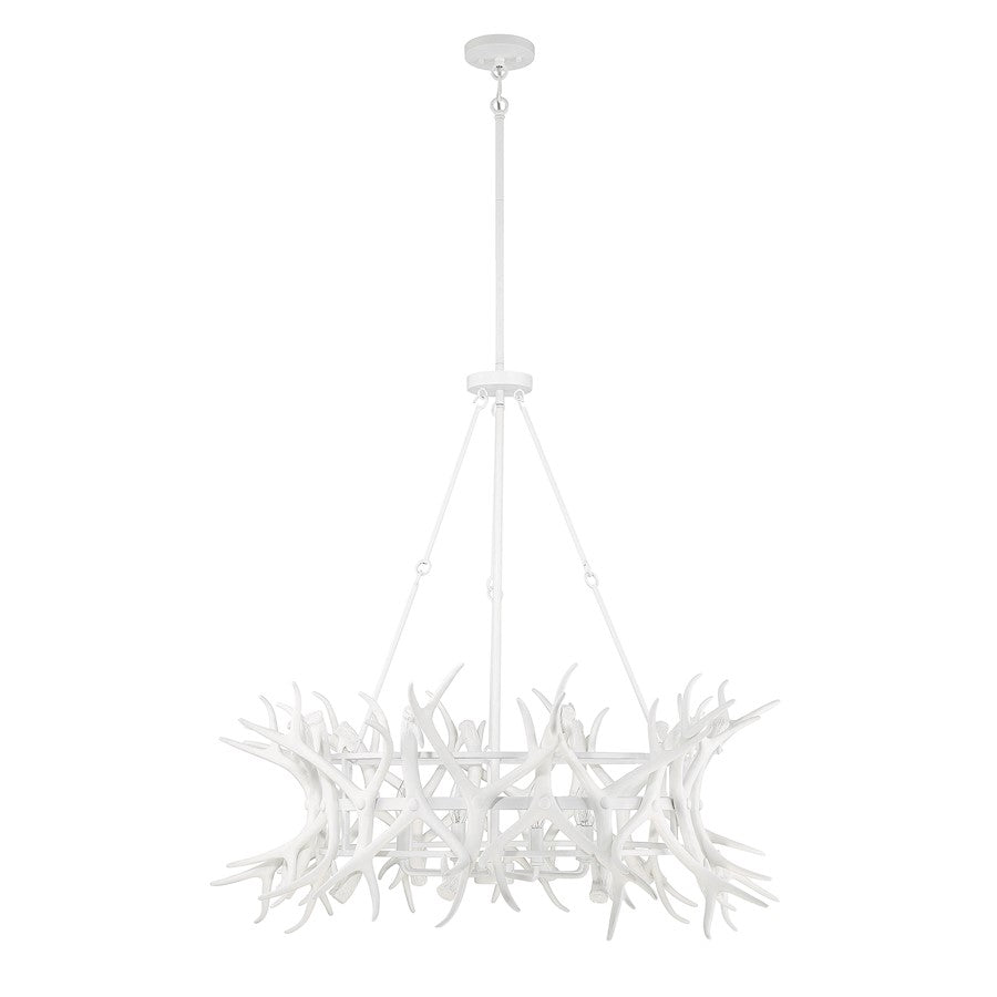 8 Light Chandelier, Matte White