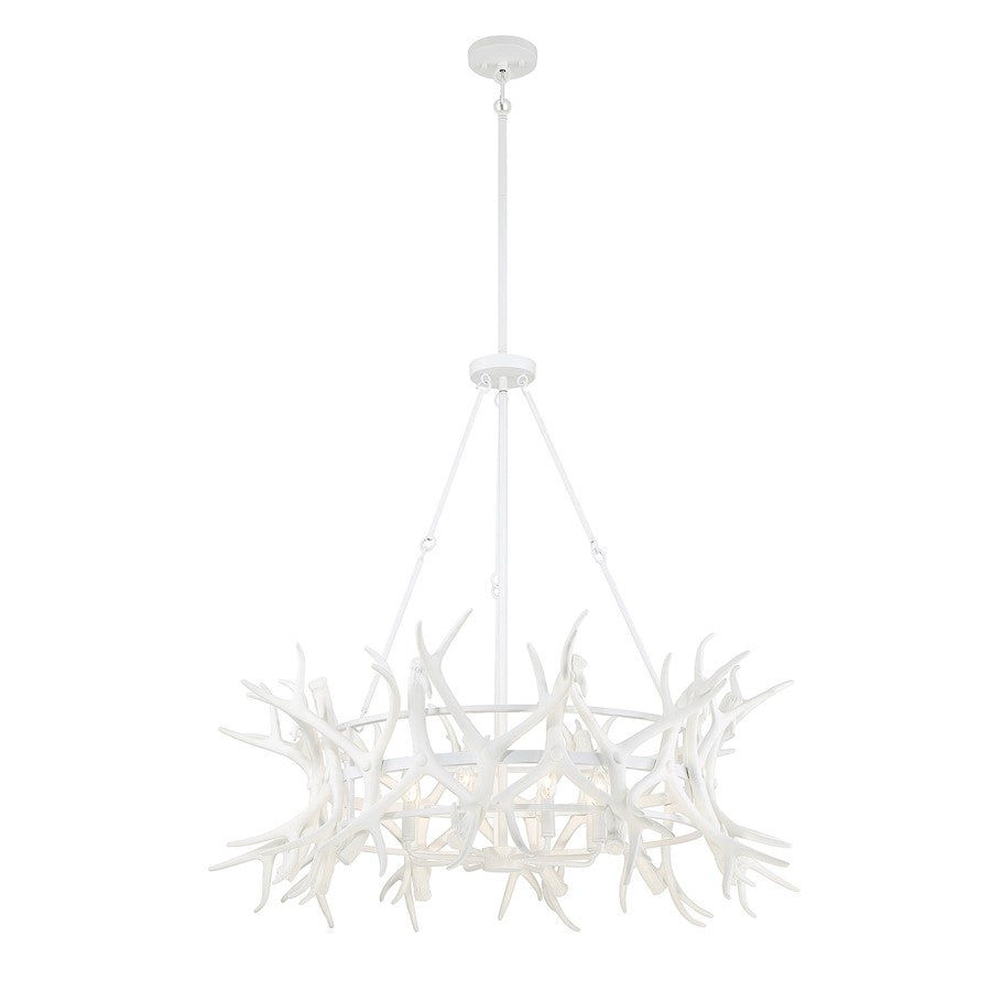 8 Light Chandelier, Matte White