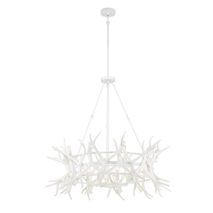 8 Light Chandelier, Matte White