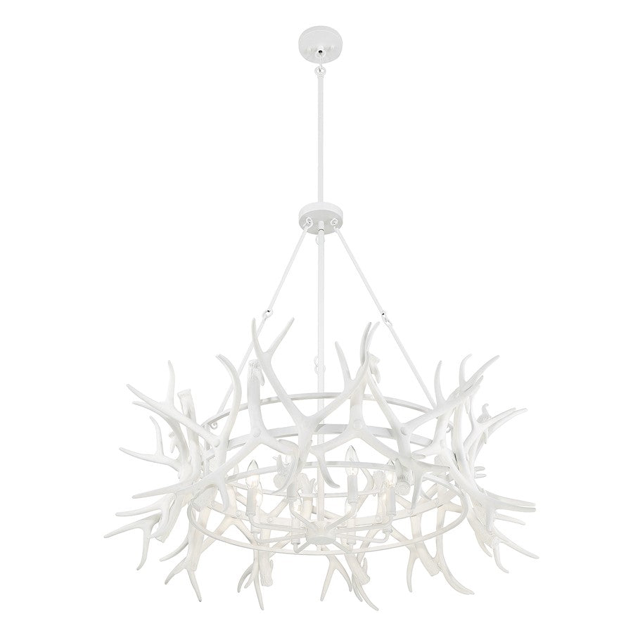 8 Light Chandelier, Matte White