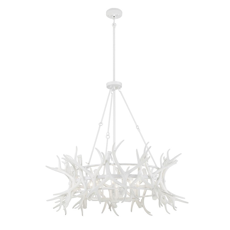 8 Light Chandelier, Matte White