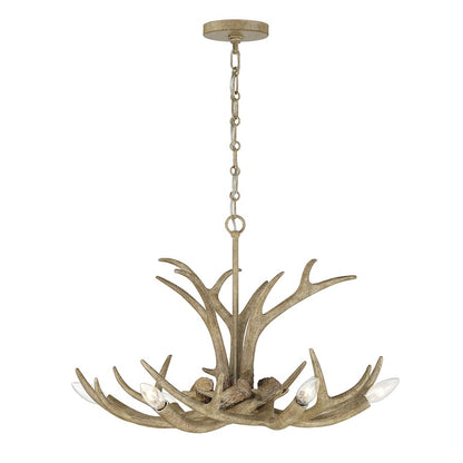 6 Light Chandelier, Matte White