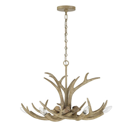 6 Light Chandelier, Natural Antler