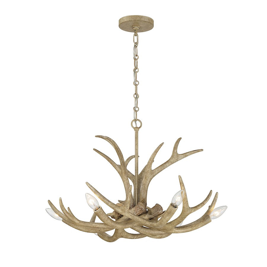 6 Light Chandelier, Matte White