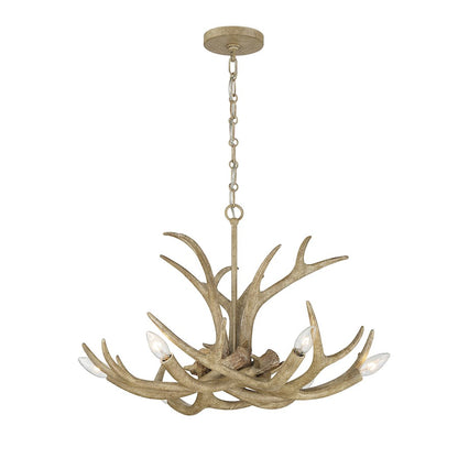 6 Light Chandelier, Matte White