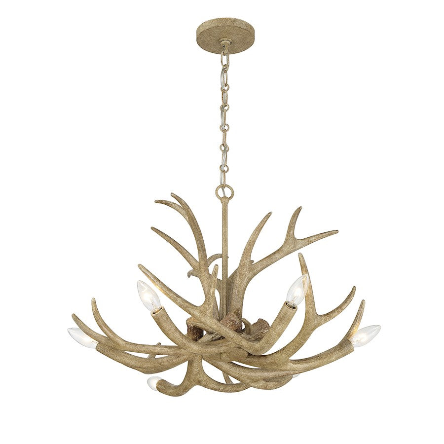 6 Light Chandelier, Matte White