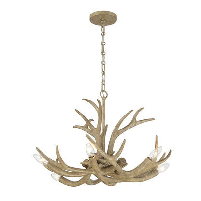 6 Light Chandelier, Natural Antler