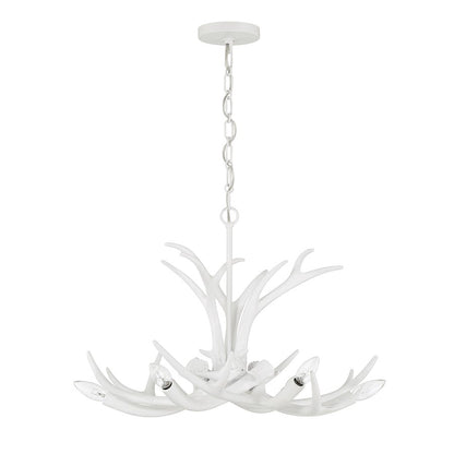 6 Light Chandelier, Matte White