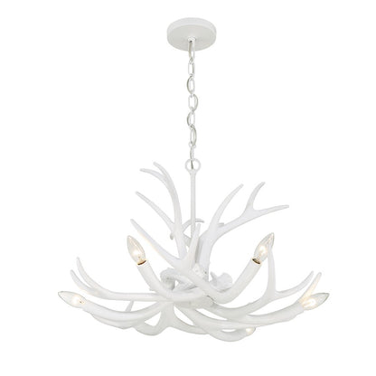 6 Light Chandelier, Matte White