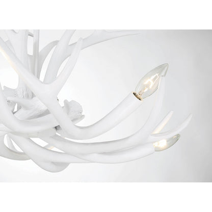 6 Light Chandelier, Matte White