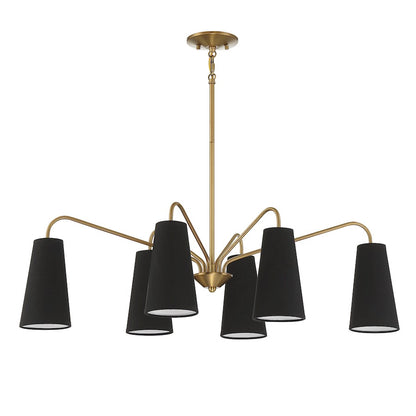 6 Light Linear Chandelier Warm Brass