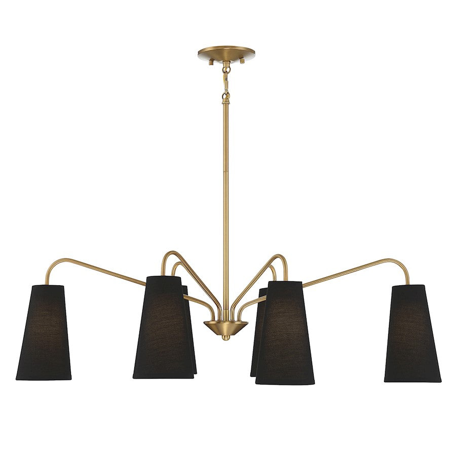 6 Light Linear Chandelier Warm Brass