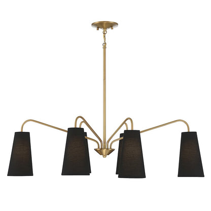 6 Light Linear Chandelier Warm Brass