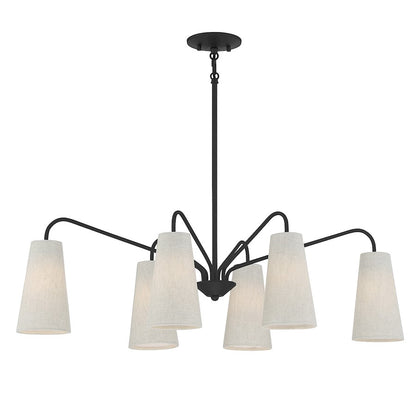 6 Light Linear Chandelier Warm Brass