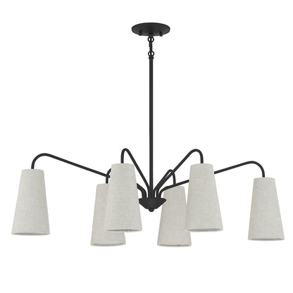 6 Light Linear Chandelier, Matte Black