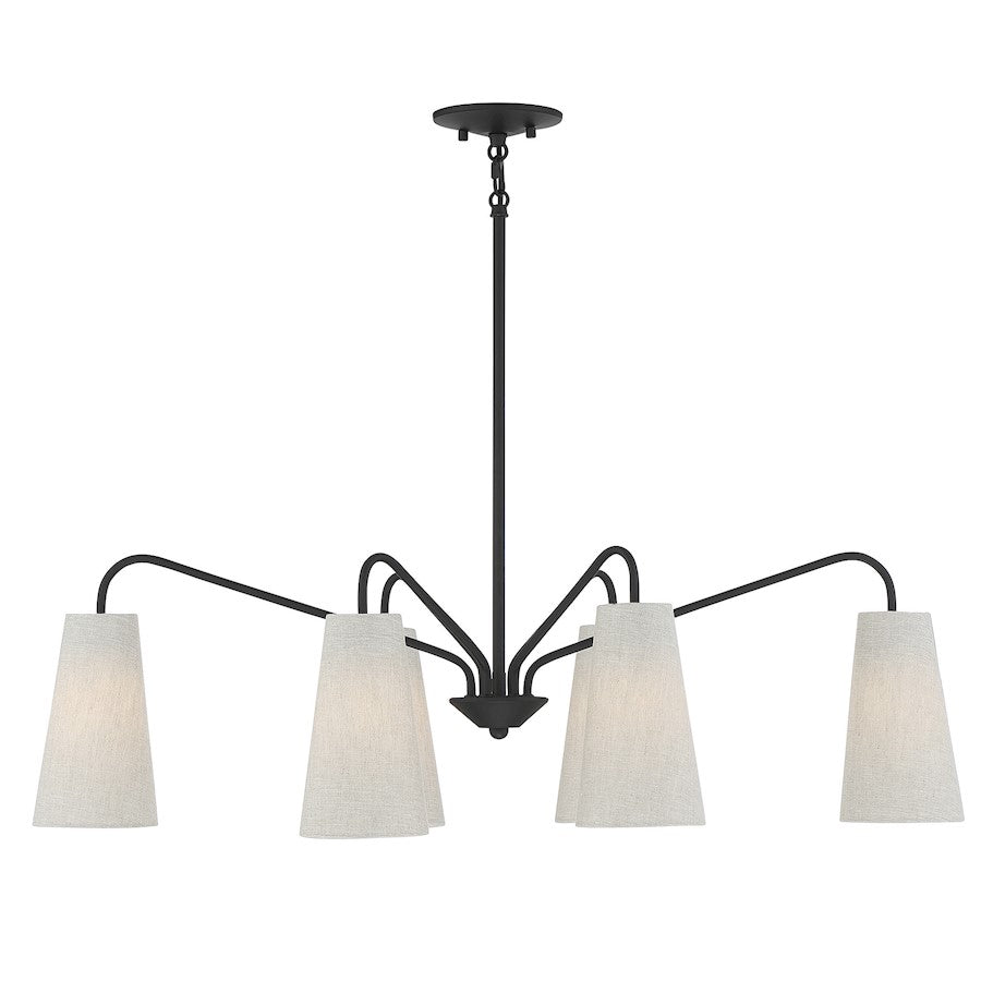 6 Light Linear Chandelier, Matte Black